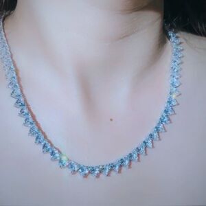 18K WHITE GOLD PLATED HEART TENNIS NECKLACE